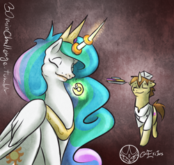 Size: 1000x948 | Tagged: safe, artist:aeritus, donut joe, princess celestia, alicorn, pony, donut, female