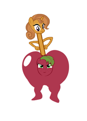 Size: 1201x1665 | Tagged: safe, applejack, earth pony, pony, apple, apple jacks, applebucking thighs, applejack becoming an apple, cinnamon, cinnamon chai, food, fruit, fusion, not salmon, thunder thighs, wat, we have become one, wide hips