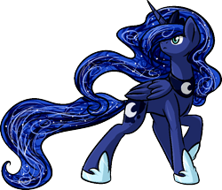 Size: 809x696 | Tagged: safe, artist:fizzy-dog, princess luna, alicorn, pony, looking back, simple background, solo