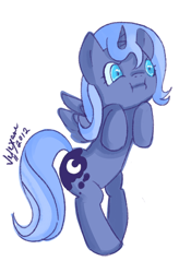 Size: 622x888 | Tagged: safe, artist:velexane, princess luna, alicorn, pony, filly, rearing, simple background, solo