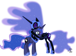 Size: 11140x8250 | Tagged: safe, artist:90sigma, nightmare moon, princess luna, alicorn, pony, absurd resolution, crying, hug, simple background, transparent background, vector