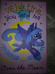 Size: 1936x2592 | Tagged: safe, princess luna, alicorn, pony, merchandise, moon, postcard, s1 luna, solo, valentine's day