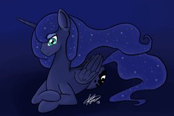 Size: 1800x1200 | Tagged: safe, artist:amnease, princess luna, alicorn, pony, female, horn, mare, simple background, solo