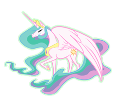 Size: 974x820 | Tagged: safe, artist:itena, princess celestia, alicorn, pony, crown, female, horn, mare, multicolored mane, multicolored tail, solo, white coat, white wings, wings