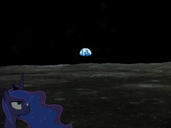 Size: 1600x1200 | Tagged: safe, edit, princess luna, alicorn, pony, earth, moon, planet, ponies in real life, solo, stars