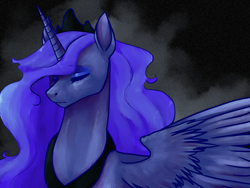 Size: 1333x1000 | Tagged: safe, artist:ninetail-fox, princess luna, alicorn, pony, eyes closed, solo