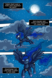 Size: 1000x1500 | Tagged: safe, artist:crystal-secret, princess luna, alicorn, pony, cloud, cloudy, comic, flying, solo, the fallen moon