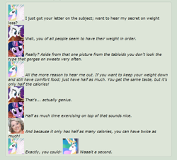 Size: 840x760 | Tagged: safe, screencap, princess celestia, rarity, twilight sparkle, alicorn, pony, unicorn, deviantart, paula deen, text