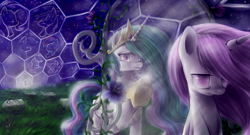 Size: 4961x2682 | Tagged: safe, artist:rouletteobsidian, princess celestia, alicorn, pony, sad, self ponidox, young