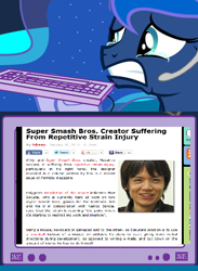 Size: 512x699 | Tagged: safe, princess luna, alicorn, pony, exploitable meme, gamer luna, gamer meme, masahiro sakurai, meme, nintendo, obligatory pony, super smash bros., tv meme