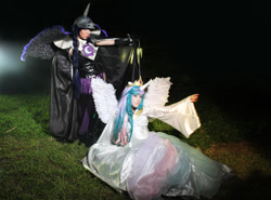 Size: 1023x757 | Tagged: safe, artist:alexamadden, nightmare moon, princess celestia, human, cosplay, irl, irl human, photo