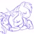 Size: 945x945 | Tagged: safe, artist:megasweet, big macintosh, princess luna, alicorn, earth pony, pony, cuddling, lunamac, male, monochrome, s1 luna, shipping, sketch, stallion