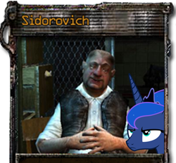 Size: 500x463 | Tagged: safe, princess luna, alicorn, pony, female, horn, mare, s.t.a.l.k.e.r., sidorovich, solo