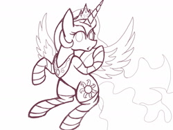 Size: 1280x960 | Tagged: safe, artist:bman-64, princess celestia, alicorn, pony, clothes, lineart, monochrome, socks, solo, striped socks