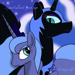 Size: 1400x1400 | Tagged: safe, artist:thekzx, nightmare moon, princess luna, alicorn, pony, lyrics, nine inch nails, s1 luna