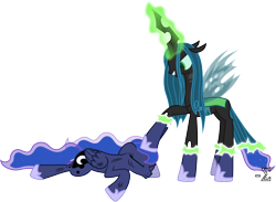 Size: 11530x8440 | Tagged: safe, artist:90sigma, princess luna, queen chrysalis, alicorn, changeling, changeling queen, pony, absurd resolution, simple background, transparent background, vector