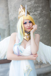 Size: 1024x1536 | Tagged: safe, artist:hiems214, princess celestia, human, cleavage, cosplay, female, irl, irl human, photo, solo