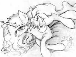 Size: 2582x1951 | Tagged: safe, artist:lunarguard, princess celestia, alicorn, pony, monochrome, solo, traditional art