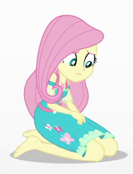 Size: 512x668 | Tagged: safe, edit, edited screencap, editor:grapefruitface, screencap, fluttershy, better together, equestria girls, rollercoaster of friendship, barefoot, clothes, cropped, feet, fetish, foot fetish, geode of fauna, solo