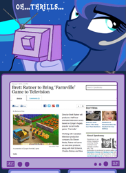 Size: 563x769 | Tagged: safe, princess luna, alicorn, pony, exploitable meme, farmville, gamer luna, tv meme