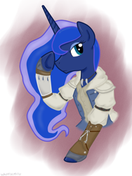 Size: 1200x1600 | Tagged: safe, artist:wafflemilu, princess luna, alicorn, pony, assassin's creed, assassin's creed iii, clothes, connor kenway, crossover, solo