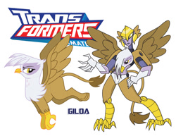 Size: 900x695 | Tagged: safe, artist:inspectornills, derpibooru import, gilda, griffon, robot, crossover, transformares, transformers, transformers animated