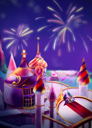 Size: 1236x1713 | Tagged: safe, artist:amy30535, princess celestia, twilight sparkle, twilight sparkle (alicorn), alicorn, pony, canterlot, female, fireworks, mare, night, scenery