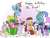 Size: 1280x974 | Tagged: safe, artist:king-kakapo, applejack, fluttershy, pinkie pie, princess celestia, rainbow dash, rarity, twilight sparkle, oc, oc:fausticorn, alicorn, earth pony, pegasus, pony, unicorn, birthday, cake, confetti, happy birthday, happy birthday lauren faust, lauren faust, prone