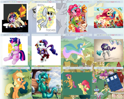 Size: 1062x844 | Tagged: safe, applejack, derpy hooves, doctor whooves, princess celestia, rarity, twilight sparkle, alicorn, earth pony, pegasus, pony, unicorn, female, mare, meta