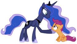 Size: 6400x3680 | Tagged: safe, artist:90sigma, princess luna, scootaloo, alicorn, pegasus, pony, sleepless in ponyville, .svg available, absurd resolution, female, filly, mare, sad, simple background, svg, transparent background, vector