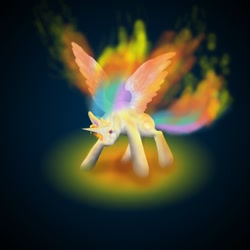 Size: 894x894 | Tagged: safe, artist:the-laughing-horror, nightmare star, princess celestia, alicorn, pony, female, horn, mare, multicolored mane, solo, white coat