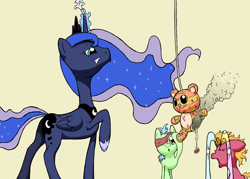 Size: 3500x2500 | Tagged: safe, artist:doggonepony, princess luna, oc, alicorn, pony, blindfold, crying, piñata