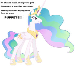 Size: 900x788 | Tagged: safe, artist:mihaaaa, princess celestia, alicorn, pony, badass, female, jim johnston, mare, no chance in hell, simple background, solo, song reference, transparent background, vector, vince mcmahon, wwe