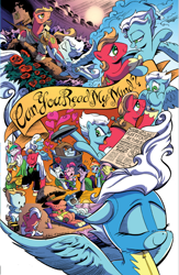 Size: 706x1080 | Tagged: safe, artist:andypriceart, artist:angieness, idw, apple bloom, applejack, big macintosh, fleetfoot, fluttershy, granny smith, pinkie pie, princess celestia, rainbow dash, rarity, twilight sparkle, unicorn twilight, alicorn, bird, earth pony, pegasus, pony, unicorn, zen and the art of gazebo repair, spoiler:comic, spoiler:comic09, apple family, baby, baby pony, big macintosh gets all the mares, catching the bouquet, clothes, colt, cover, cropped, derby planet, eyes closed, family, female, filly, fleetmac, foal, handkerchief, heart, imagine spot, love, male, mare, marriage, marriage proposal, married, newspaper, official, offspring, older, one-piece swimsuit, parent:big macintosh, parent:fleetfoot, parents:fleetmac, ponies riding ponies, riding, shipping, stallion, straight, swimsuit, sword, teary eyes, tissue, tongue out, uniform, unnamed pony, weapon, wedding, wonderbolts, wonderbolts uniform