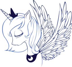 Size: 907x854 | Tagged: safe, artist:tinuleaf, princess luna, alicorn, pony, lineart, s1 luna, solo