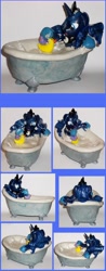 Size: 3224x8248 | Tagged: safe, artist:madponyscientist, princess luna, bath, collage, irl, photo, rubber duck, sculpture, solo, toy