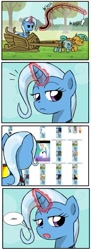 Size: 700x1933 | Tagged: safe, applejack, princess celestia, snails, snips, trixie, alicorn, earth pony, pony, comic, crossing the memes, exploitable meme, meh, meme, memeception, unimpressed trixie meme