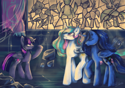 Size: 4016x2834 | Tagged: safe, artist:madblackie, princess celestia, princess luna, twilight sparkle, twilight sparkle (alicorn), alicorn, pony, female, mare