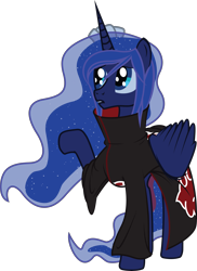 Size: 3367x4632 | Tagged: safe, artist:macethebarrowslord, princess luna, alicorn, pony, akatsuki, crossover, konan, naruto, parody, raised hoof, simple background, solo