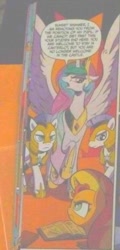 Size: 236x492 | Tagged: safe, idw, princess celestia, sunset shimmer, alicorn, pony, spoiler:comic, royal guard