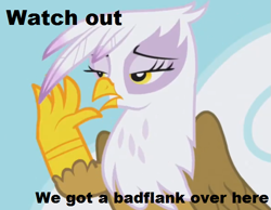 Size: 621x482 | Tagged: safe, derpibooru import, gilda, griffon, image macro, meme, sarcasm, unimpressed