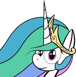 Size: 685x695 | Tagged: safe, artist:idontkn0ow, princess celestia, alicorn, pony, bust, crown, female, horn, mare, multicolored mane, solo, white coat