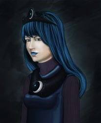 Size: 824x1000 | Tagged: safe, artist:serated13, princess luna, bust, humanized, portrait, solo