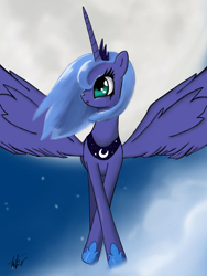 Size: 1536x2048 | Tagged: safe, artist:thelittlebirdy, princess luna, alicorn, pony, female, horn, mare, s1 luna, solo