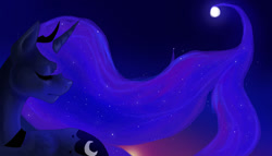 Size: 1024x584 | Tagged: safe, artist:ellamred, princess luna, alicorn, pony, moon, night, solo