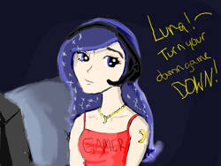 Size: 1024x768 | Tagged: safe, artist:chromadraws, princess luna, bust, clothes, female, humanized, solo