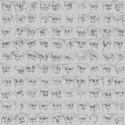 Size: 1200x1200 | Tagged: safe, artist:kp-shadowsquirrel, derpibooru import, gilda, griffon, expression, expressions, facial expressions, sketch, sketch dump, solo