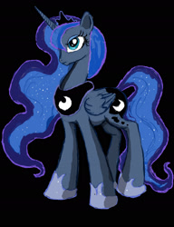 Size: 1683x2195 | Tagged: safe, artist:thelivingshadow, princess luna, alicorn, pony, female, horn, mare, simple background, solo