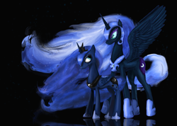 Size: 2246x1600 | Tagged: dead source, safe, artist:clrb, nightmare moon, princess luna, alicorn, pony, crying, duality