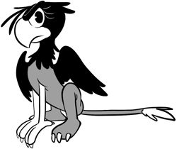 Size: 912x767 | Tagged: safe, artist:php27, derpibooru import, gilda, griffon, black and white cartoon, old timey, retro, rubber hose animation, simple background, solo, transparent background